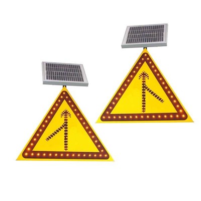 三亚三角形交通标志牌 太阳能合流标志牌厂家
