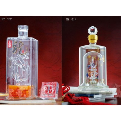 江西玻璃工艺酒瓶加工企业-宏艺玻璃制品厂家订制内置酒瓶